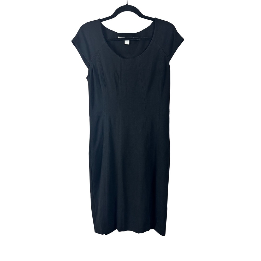 Diane von Furstenberg April Black Sheath Dress Cap Sleeve Size 10 Classic Career